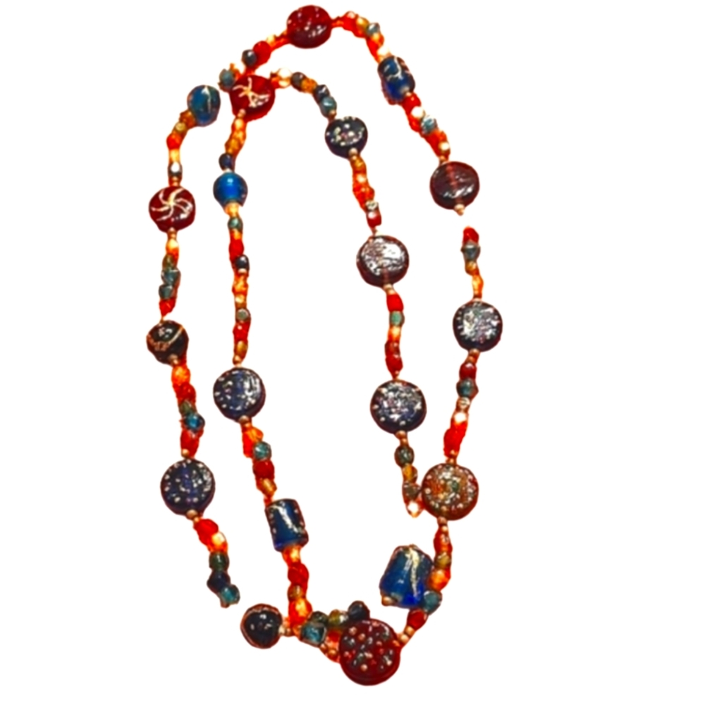 Colorful glass beads Strand fashion necklace